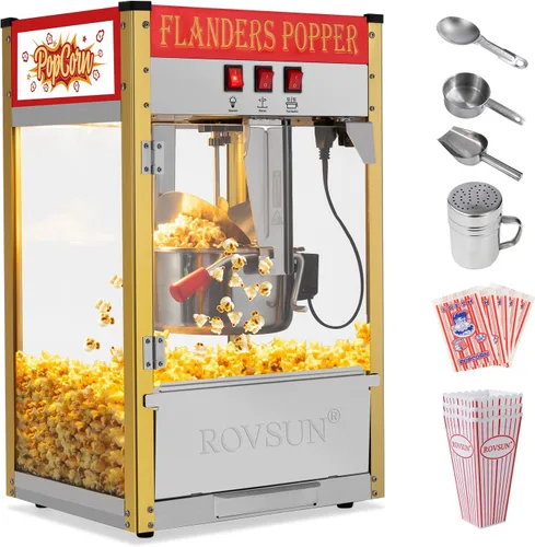 Miniatura 10 de ROVSUN Máquina de palomitas de maíz con hervidor de 16 onzas, certificado ETL, máquina comercial de palomitas de maíz para encimera con cuchara