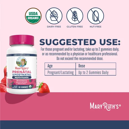 Miniatura 3 de MaryRuth Organics Vitaminas Prenatales para Mujeres Gomitas Prenatales Orgánicas del USDA Vitaminas Postnatales para Mujeres Lactantes