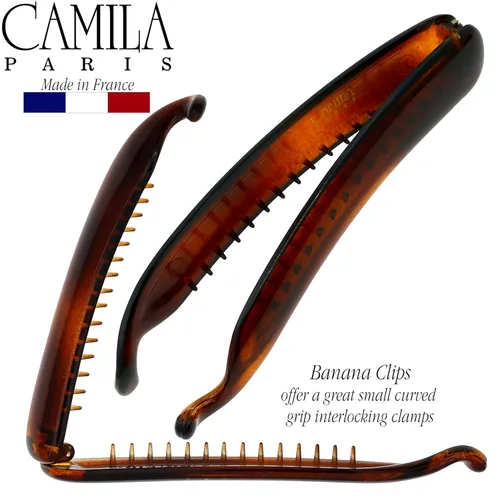 Miniatura 4 de Camila Paris NV134 - Pinza para cabello francés, soporte flexible para cola de caballo clásico para niñas, peine de plátano entrelazado