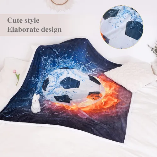 Miniatura 4 de Manta de fútbol, manta de fútbol, manta de franela suave, manta de fútbol adorable para niños, manta de cama súper suave de franela para sofá