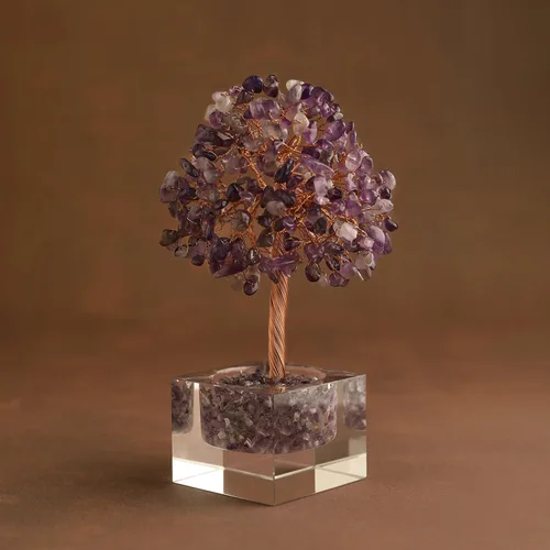 Miniatura 4 de Árbol de la vida de cristal de amatista, decoración de escritorio de oficina en casa, árbol bonsái hecho a mano para calmar, curación espiritual