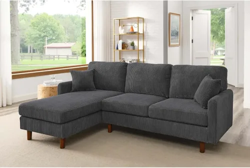 Miniatura 18 de Eafurn Sofá modular simétrico en forma de U con diván doble, moderno sofá esquinero tapizado de pana de gran tamaño, asiento profundo, cómodo sofá