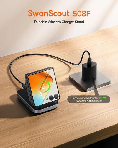 Miniatura 2 de SwanScout Cargador inalámbrico para Samsung Galaxy Z Flip 7 FE/7/6/5/4/3, para Motorola Razr 60 Ultra/50, soporte de carga inalámbrica rápida