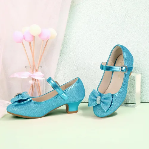 Miniatura 134 de PANDANINJIA Vestido de jada para niñas y niños pequeños, zapatos de princesa Mary Jane con tacones con lazo para fiesta, boda, boda