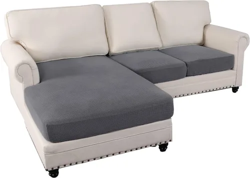 Miniatura 30 de MIFXIN Fundas para sofá modular, 3 piezas, funda de asiento de sofá de terciopelo elástico en forma de L, funda de cojín separada, protector