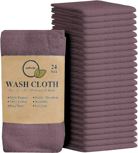 Miniatura 11 de Paquete de 24 paños 100 % algodón (12 x 12 pulgadas), suaves y altamente absorbentes, toallas para la cara, paños de lavado para la cara, hilado