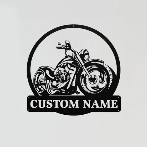 Miniatura 14 de Letrero con nombre personalizado, letrero de metal para motocicleta, decoración de pared con nombre de familia, decoración rústica para el hogar