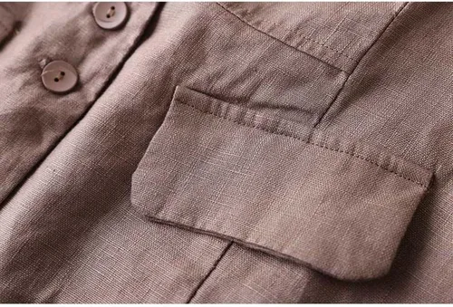Miniatura 5 de UATKIMI Chaleco de lino de algodón para mujer, casual, holgado, cuello en V, sin mangas, chaqueta