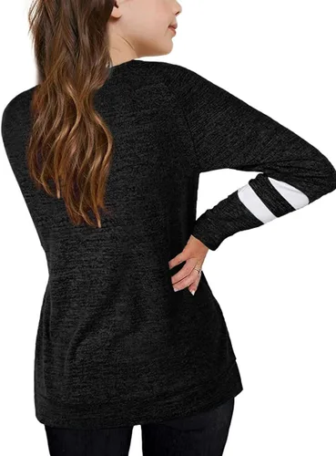 Miniatura 2 de Apbondy Camisetas casuales de manga larga con cuello redondo y rayas sueltas para niñas