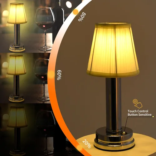 Miniatura 3 de SOL HOME AND GARDEN Lámpara de mesa LED con interruptor táctil USB estilo hongo de cristal, decoración de atmósfera, para dormitorio, sala de estar