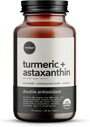 Astaxantina orgánica 12 mg más cúrcuma 1500 mg, extracto de pimienta negra, alta absorción, ojos, corazón, piel, articulaciones, vegano, sin gluten,