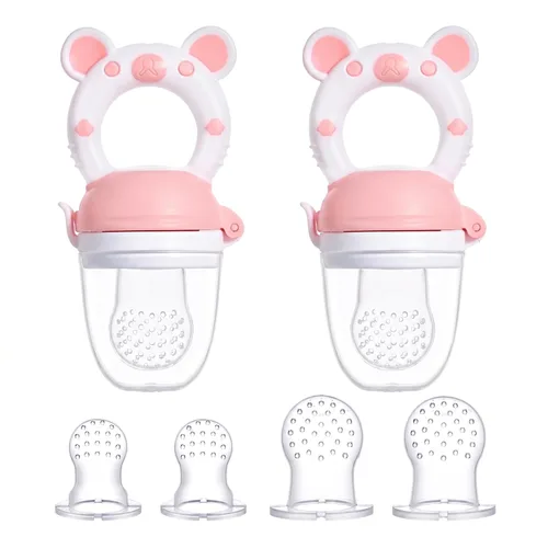 Miniatura 8 de Chupete alimentador de frutas para bebés, alimentador de alimentos frescos, dentición de frutas para bebés de 3 a 24 meses, 6 bolsas de silicona Cian