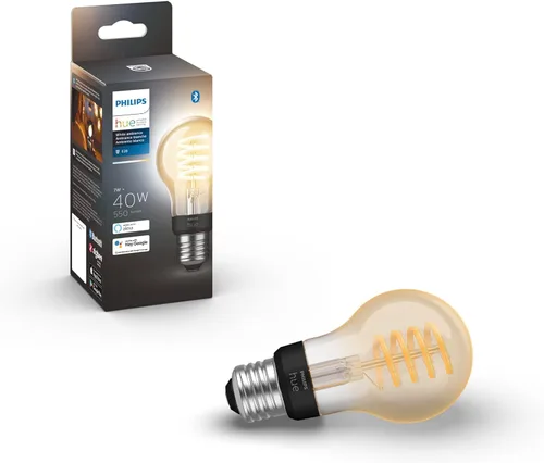 Philips Hue - Filamento inteligente regulable White Ambiance A19, blanco cálido a blanco frío, bombilla Edison LED estilo vintage, compatible con