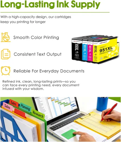 Miniatura 4 de 950XL 951XL - Cartuchos de tinta compatibles con cartuchos de tinta HP 950XL y 951XL, paquete combinado de repuesto para impresora Office Jet Pro
