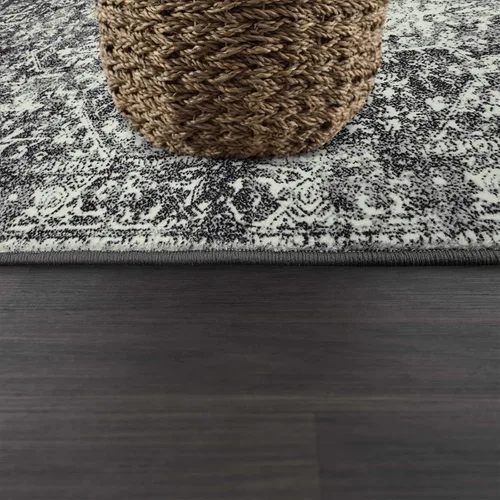 Miniatura 5 de Morebes Alfombra de pasillo bohemia negra de 2 x 6 pies para pasillo, alfombra de pasillo de cocina lavable, antideslizante, diseño de medallón