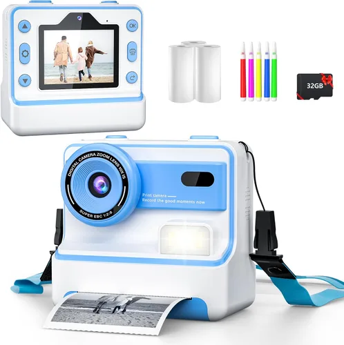 Miniatura 9 de Cámara de impresión instantánea para niñas y niños de 3 a 12 años, cámaras digitales 1080P para niños, regalos de cumpleaños de Navidad para niñas