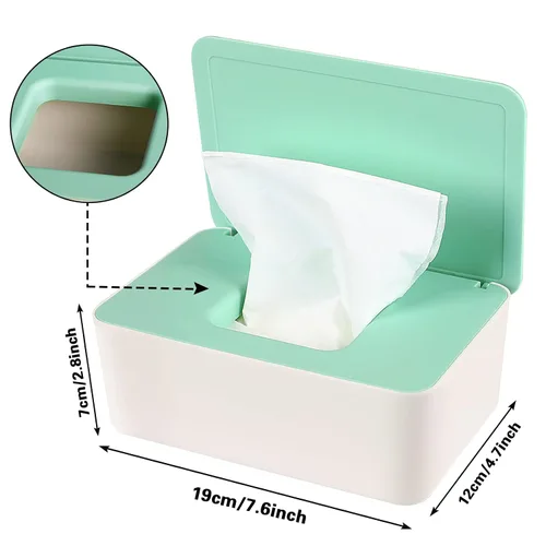 Miniatura 2 de NOVWANG Paquete de 3 dispensadores de toallitas para bebés con tapas, mantiene las toallitas frescas, contenedor de toallitas recargables con diseño