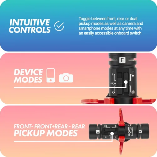 Miniatura 6 de Movo DoubleMic V2 Micrófono de escopeta de dos caras para vlogging de cámara - Micrófono externo de doble cápsula para iPhone, Android, teléfonos
