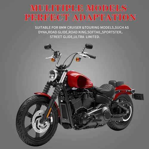 Miniatura 5 de Espejos retrovisores negros de 8mm para Touring Road Glide FLTRX Electra Glide FLHT Road King FLHR Street Glide FLHX Sportster Dyna Softail modelos