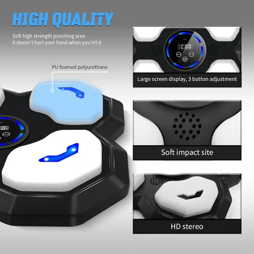 Miniatura 4 de Máquina de Boxeo Musical para Niños y Adolescentes Adultos, Equipo de Entrenamiento con Guantes, Máquina de Entrenamiento Musical de Boxeo Montada