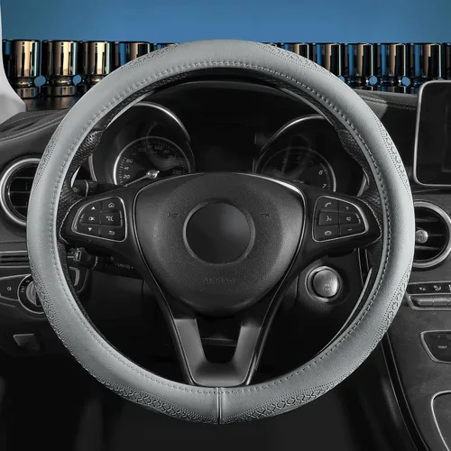 Miniatura 9 de Red Rain Funda de cuero negro y azul para volante de automóvil, tamaño universal M / 15 pulgadas, compatible con coche/automóvil/SUV