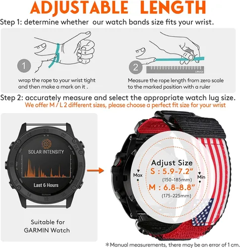Miniatura 3 de Compatible con la Correa de Reloj Garmin, Correa Deportiva de Nylon Super Resistente con Diseño de Bucle Tejido
