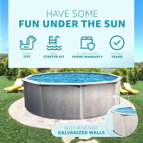 Miniatura 39 de Aquarian - Piscina para exteriores con marco de acero por encima del nivel del suelo, redonda, 24 x 52 pulgadas, veneciana Veneciano