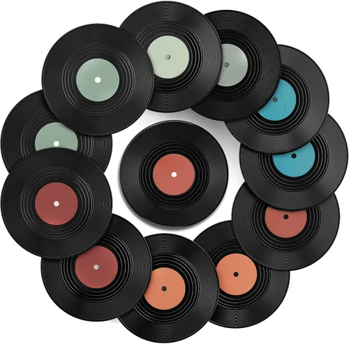 Miniatura 10 de Facmogu 12 piezas de discos de vinilo en blanco, discos de vinilo falsos de 7 pulgadas para decoración de pared estética, discos de hip hop rock