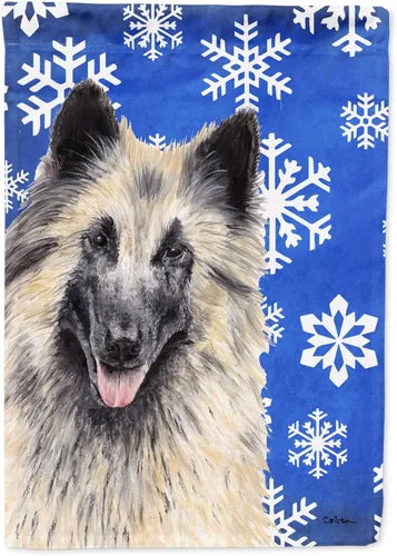 Miniatura 270 de Caroline's Treasures SC9374GF Bulldog English Snow flakes Holiday Garden Flag Buzón Bandera decorativa para patio exterior, patio, obras de arte