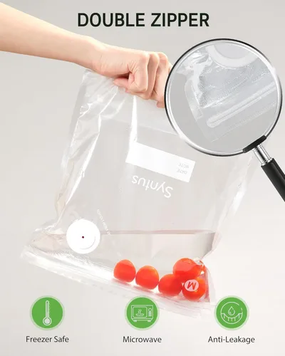 Miniatura 4 de Syntus Bolsas selladoras al vacío para alimentos, 10 unidades de tamaño mediano de 10 x 13.8 pulgadas, bolsas de almacenamiento de alimentos