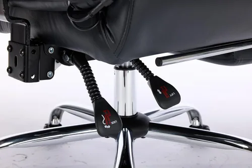 Miniatura 8 de DYHOME Silla de oficina de cuero negro con masaje y reposapiés, sillas de escritorio de trabajo resistentes, sillas de escritorio ergonómicas