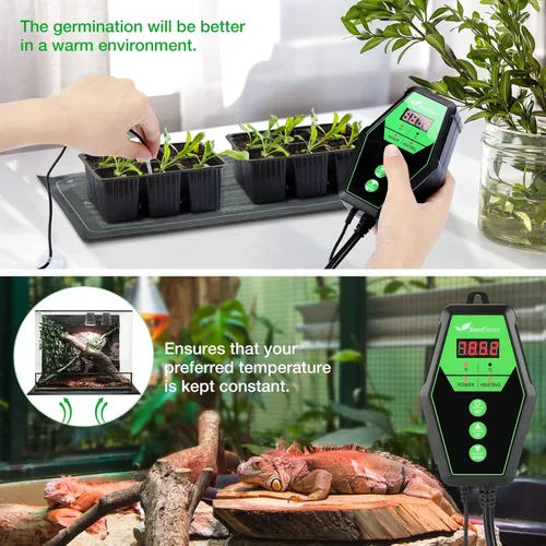 Miniatura 2 de Controlador digital de termostato térmico para germinación de semillas, reptiles e invernadero de incubación de cría de cerveza, 40-108°F, 8.3A