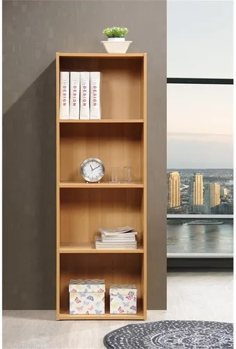 Miniatura 4 de Pemberly Row Estantería de madera multiusos con cuatro estantes en acabado beige
