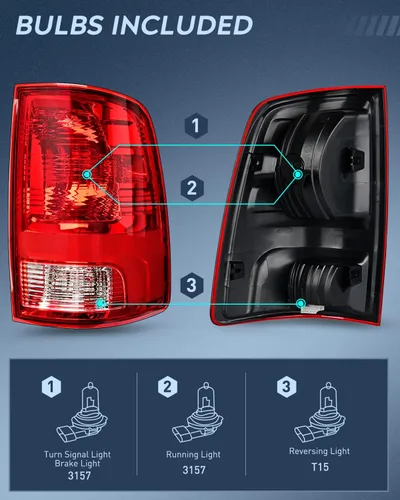 Miniatura 3 de Nilight Conjunto de luz trasera para Dodge Ram 2009 2010 2011 2012 2013 2014 2015 2016 2017 2018 Dodge Ram 1500 2500 3500 2019 2020 2021 estilo Rojo