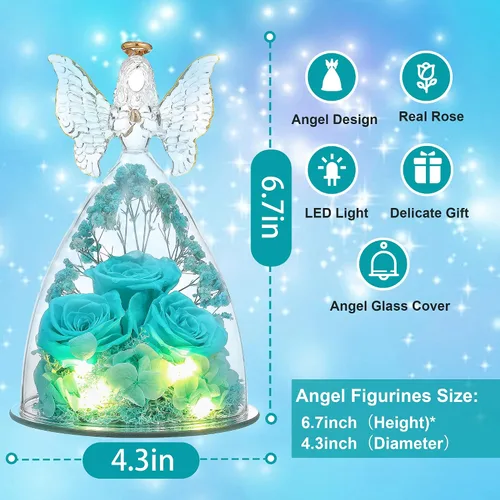 Miniatura 3 de Ocosy Regalos de rosas para el Día de la Madre para ella, regalos de rosas grandes para mujeres, rosas reales para siempre en figuras de ángel