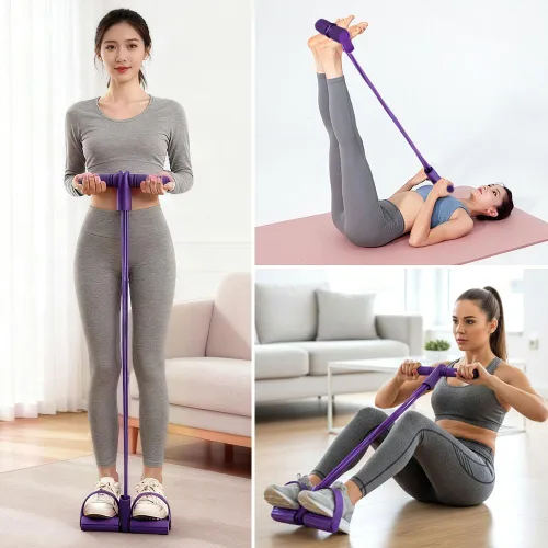Miniatura 9 de 21 bandas de resistencia de fitness con tirador de tobillo de pedal, equipo de entrenamiento de fuerza de cuerpo completo para gimnasio en casa