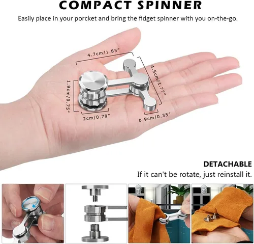 Miniatura 5 de Versión Actualizada Fidget Spinner, Juguetes Sensoriales de Mano de Metal, Juguetes Giratorios de Concentración para los Dedos para Niños y Adultos