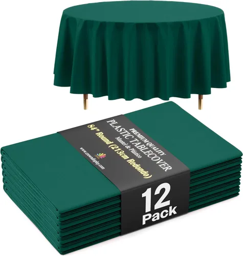 Miniatura 24 de Exquisite 66% Thicker Premium Aqua Round Tablecloth 0.5 Mil 6 Pack Plastic Table Cloth Disposable 84 Inch Round Plastic Tablecloth Won't Tear Easily