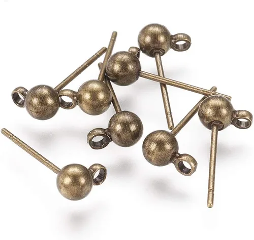 Miniatura 6 de Craftdady 40 aretes redondos de acero inoxidable de 0.669 x 0.354 in con lazo de 0.039 in para hacer joyas de aretes