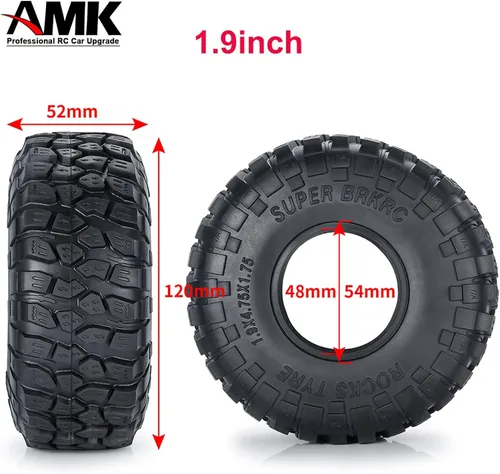 Miniatura 2 de Neumáticos de goma de 1.9 pulgadas con inserciones de espuma de 2.047 x 4.724 in para 1/10 RC Crawler Car A-xial Wraith 90018 90048 RR10 SCX10 D90 4