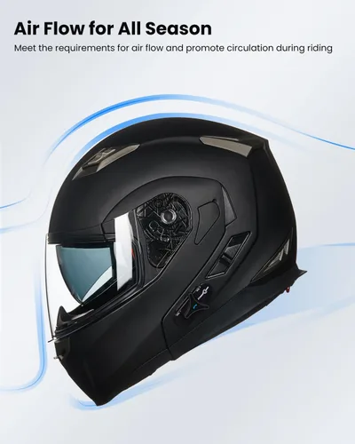 Miniatura 5 de ILM - Casco de motocicleta modular con visera solar abatible, Bluetooth integrado, intercomunicador, Mp3 Modelo 953/953 PRO Pro Negro Mate