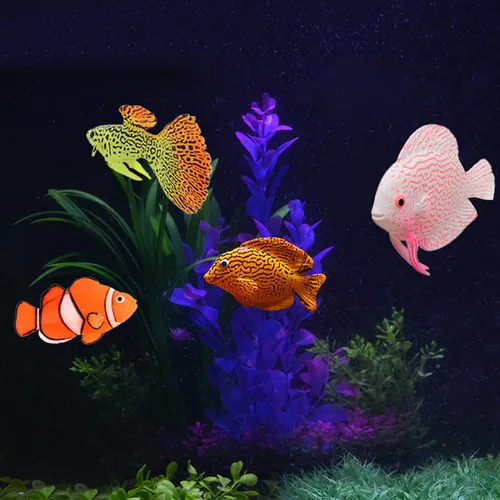 Miniatura 2 de GLOGLOW Peces luminosos, peces artificiales - 4 piezas para oficina, hogar, jardín acuario