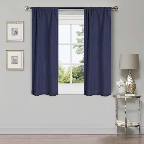 Miniatura 24 de Superior Juego de 2 cortinas opacas con textura de lino, par de paneles con aislamiento térmico con cabecera superior con ojales, cortinas clásicas