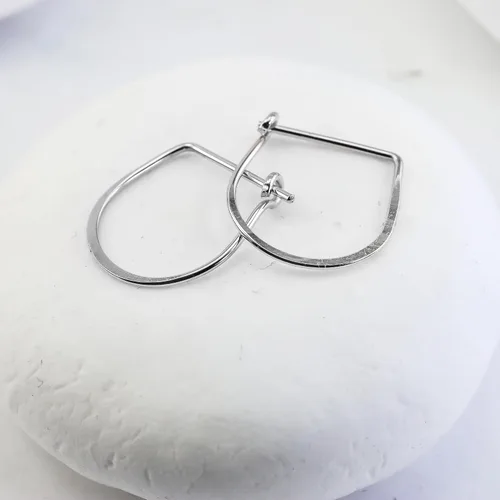 Miniatura 3 de Aretes de aro finos martillados, elegantes plata esterlina geométrica sólida, relleno de oro y relleno de oro rosa; para mujer por Lotus Stone