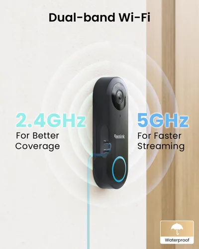 Miniatura 6 de REOLINK Timbre de video con cámara WiFi, con cable 2K al aire libre, WiFi 5G y 2.4G, ángulo de visión amplio 4:3, detección inteligente, Negro