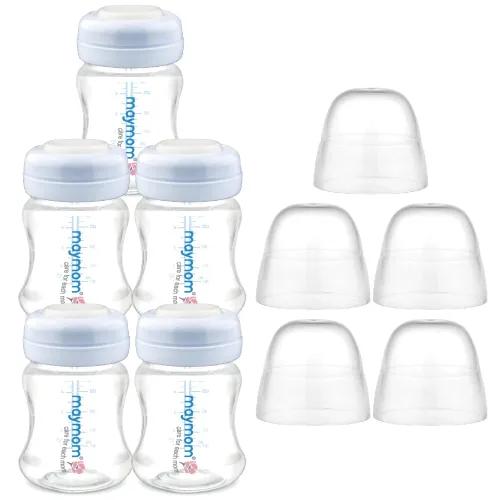 Miniatura 8 de Maymom Botella de recolección de leche de boca ancha con tapa de cúpula, parte superior de botella, disco SureSeal; compatible con botellas Spectra