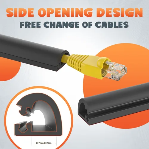 Miniatura 2 de UOMTFAI Cubierta de cable de pared de 39 pulgadas, cubierta de cable autoadhesivo para cables, cubierta de cable flexible para gestión de cables