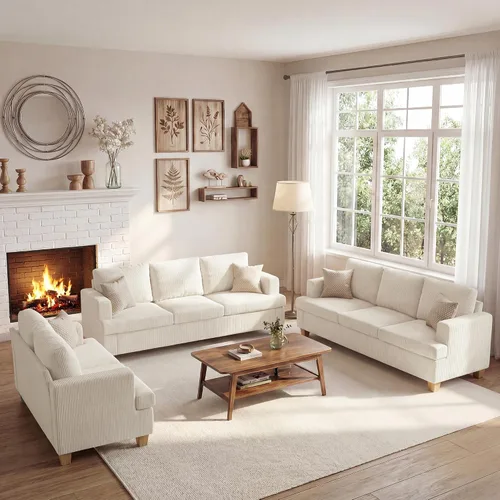 Miniatura 21 de Apicizon Cloud Couches Juegos de Muebles para Sala de Estar, Juego de Sofá Loveseat de 2 Plazas y Sofá de 3 Plazas para Dormitorio, Cómodo Sofá Cama