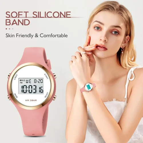Miniatura 38 de Women LED Display Elecreonic Watch Fashion Chrono Alarm Digital Clock Woman Outdoor Sport Wirstwatch