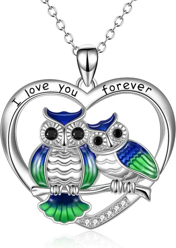 ONEFINITY Sterling Silver Owl Necklace Mother Daughter Owl Lover Bird Pendant Necklace Mother's Day Gifts for Women Grandmother Daughter Mom